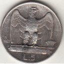 1927 5 Lire Aquila Moneta Argento Vittorio Emanuele III BB